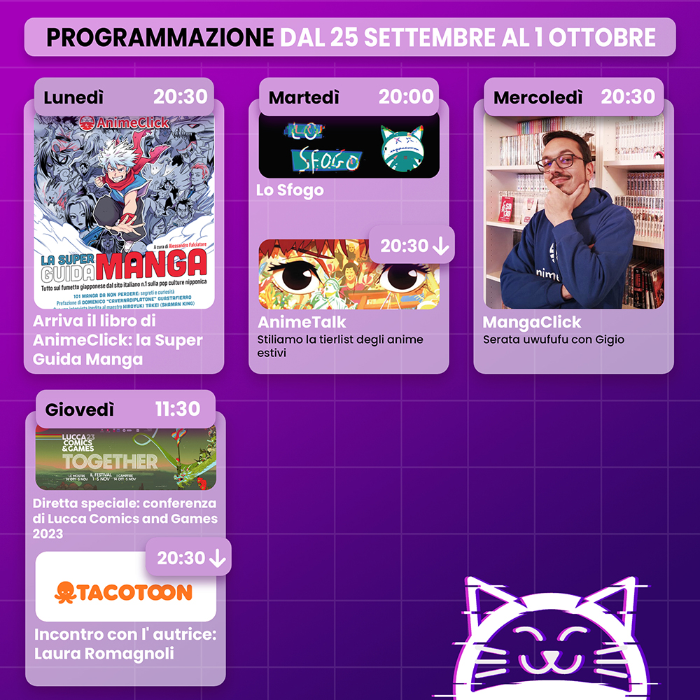AnimeClick su Twitch: programma dal 25 settembre all'1 ottobre AnimeClick su Twitch: programma dal 25 settembre all'1 ottobre